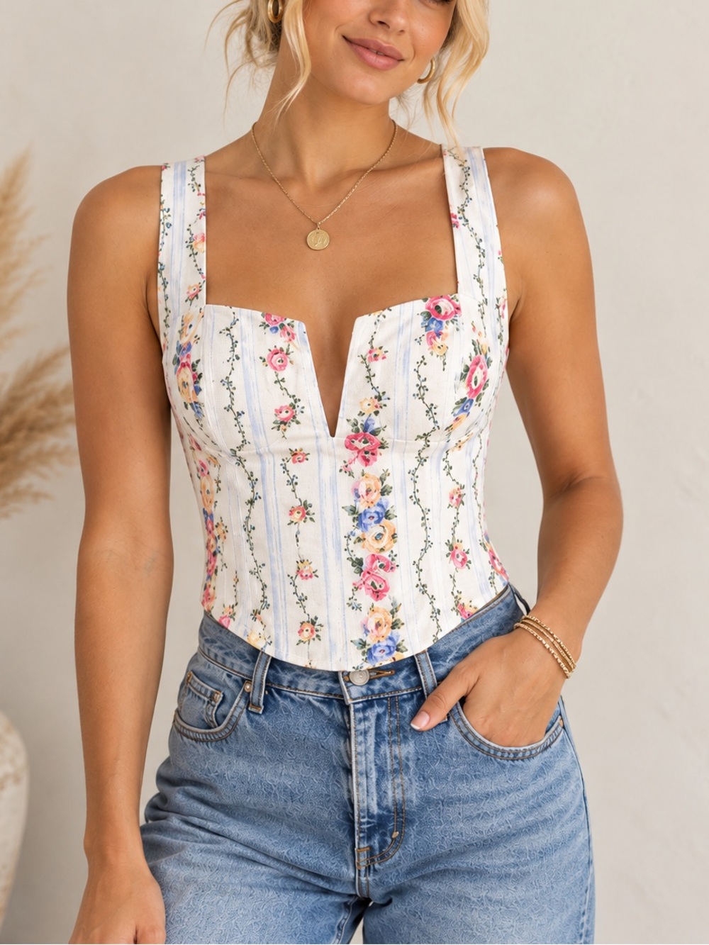 RESA • Floral Bustier Corset Top